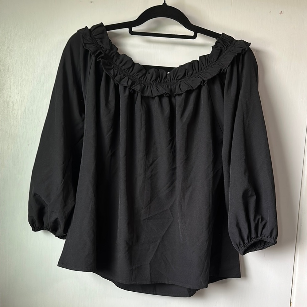Elegant Black Ruffle off the shoulder Top